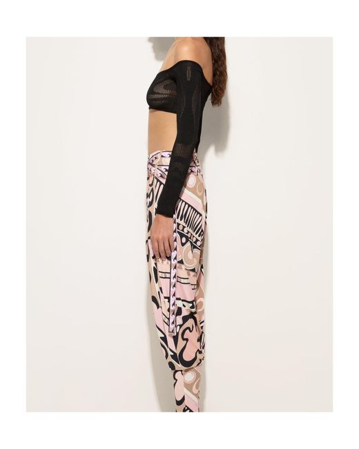Emilio Pucci Blue Cropped Jacquard Marmo Top
