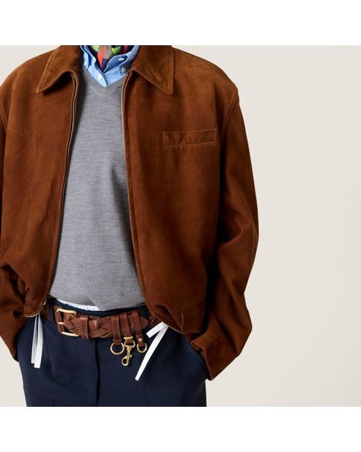 Miu Miu Brown Waxed Suede Jacket