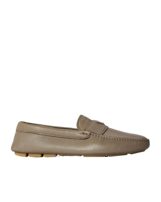 Prada Brown Simple Loafers for men