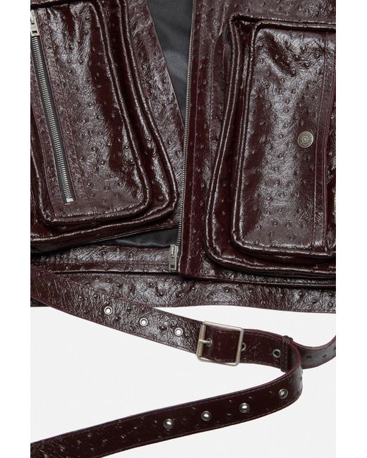 Acne Brown Long-Sleeved Leather Jacket