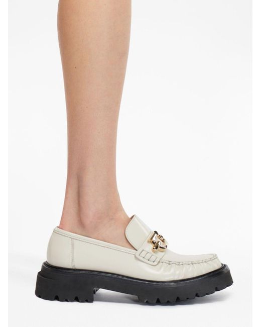 Ferragamo Black Round Head Contrasting Loafers