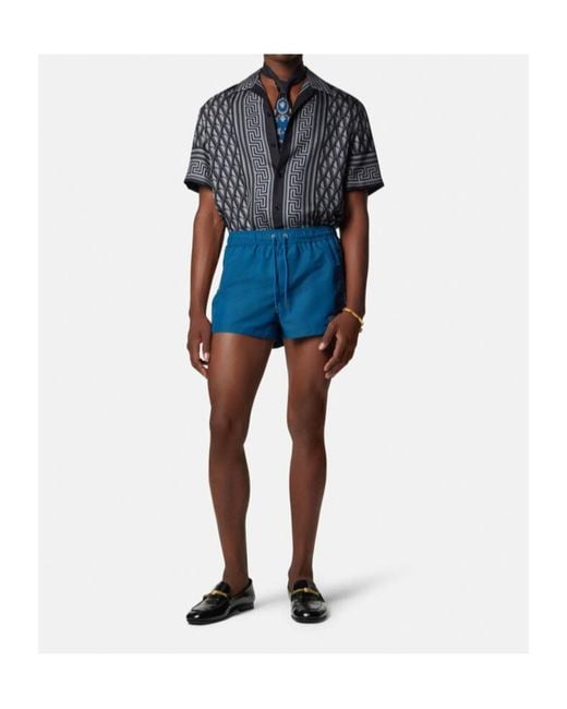 Versace Blue Drawstring Swim Shorts for men
