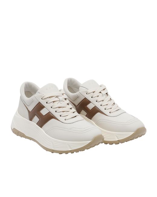 Hogan White Hi-Fi Logo-Patch Sneakers
