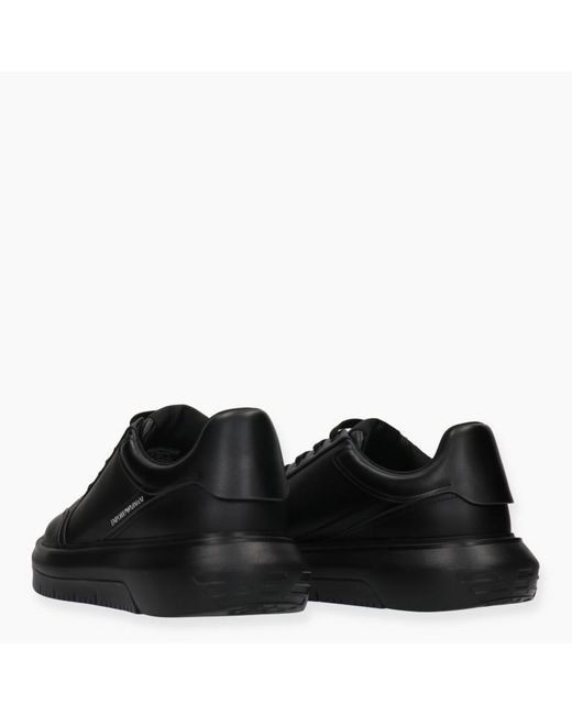 Emporio Armani Black Logo-Printed Lace-Up Sneakers for men