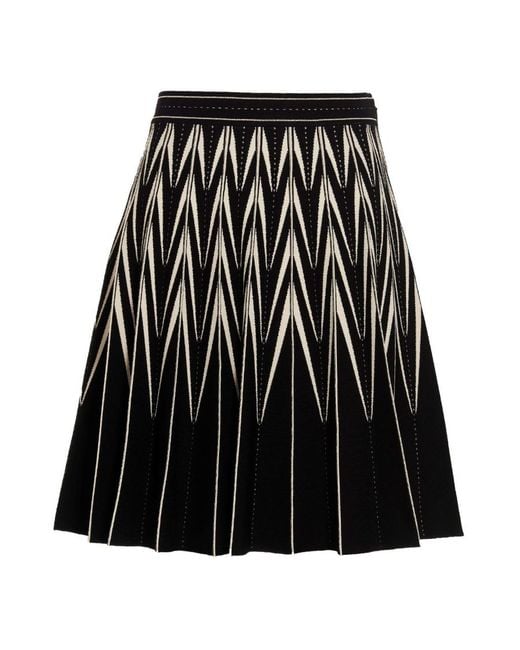McQueen Black Elasticated Waistband Pleated Mini Skirt