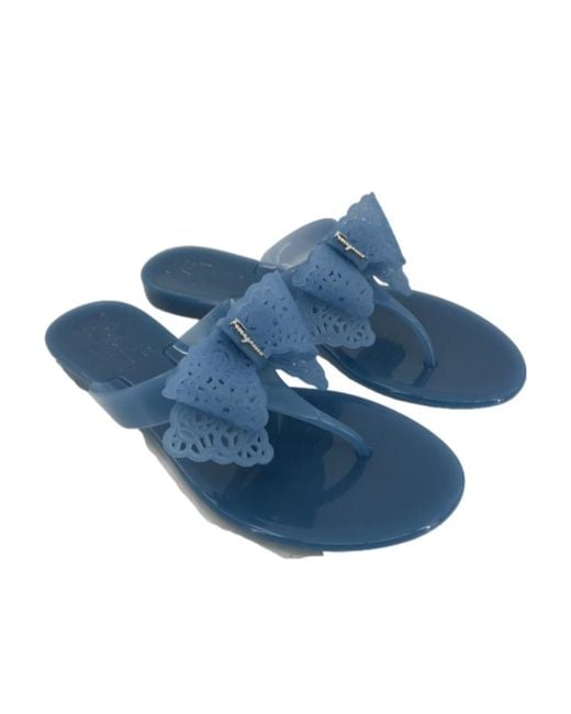 Ferragamo Blue Logo Flip-Flops