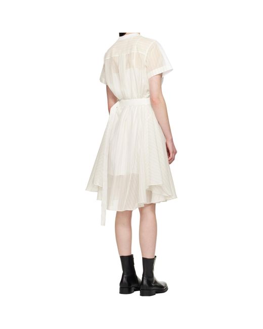 Sacai White Short Sleeve Dress