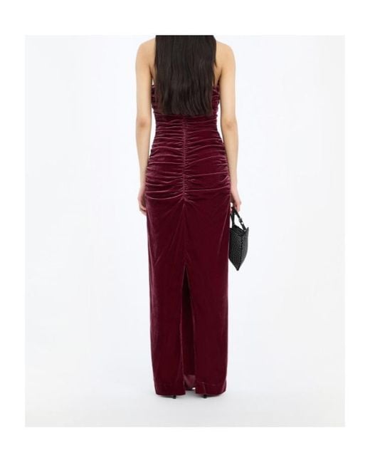 ROTATE BIRGER CHRISTENSEN Purple Silk Velvet Ruched Dress