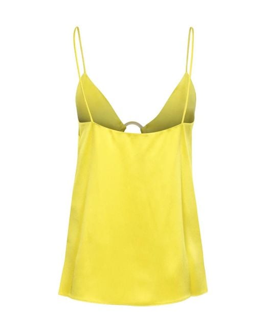 Stella McCartney Yellow Cut-Out Detailed Sleeveless Satin Vest