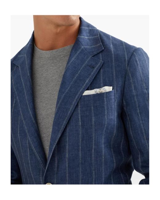Brunello Cucinelli Blue Twill Blazer for men