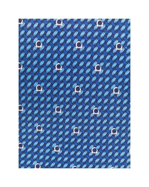 Ferragamo Blue Jacquard Logo Tie for men