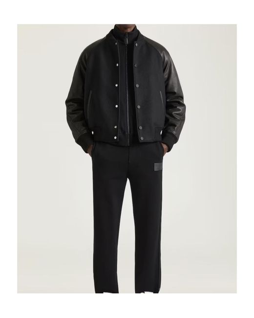 Givenchy Black Apos;S Mixed Material Wool And Leather Bomber Jacket for men