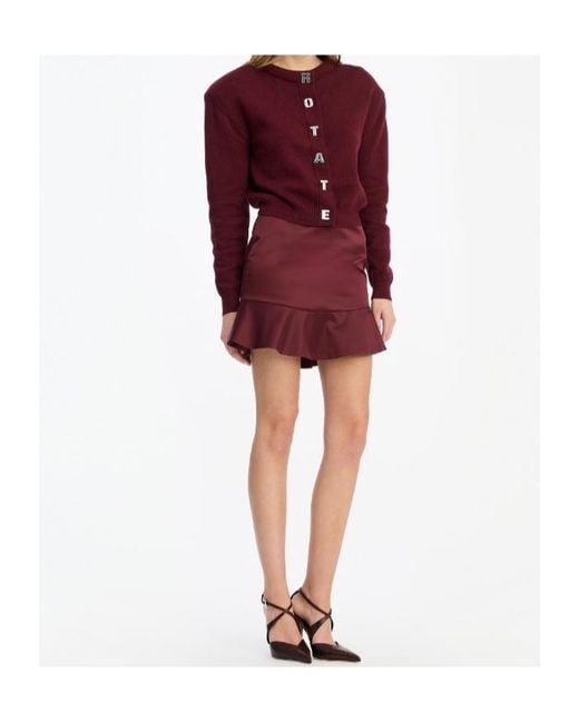 ROTATE BIRGER CHRISTENSEN Red Firm Knit Cardigan