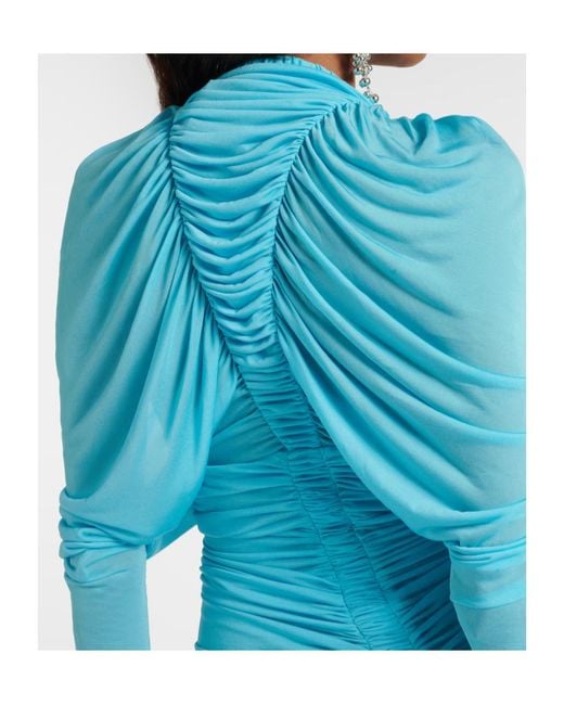 Christopher Esber Blue Orion Ruched Sheer Minidress