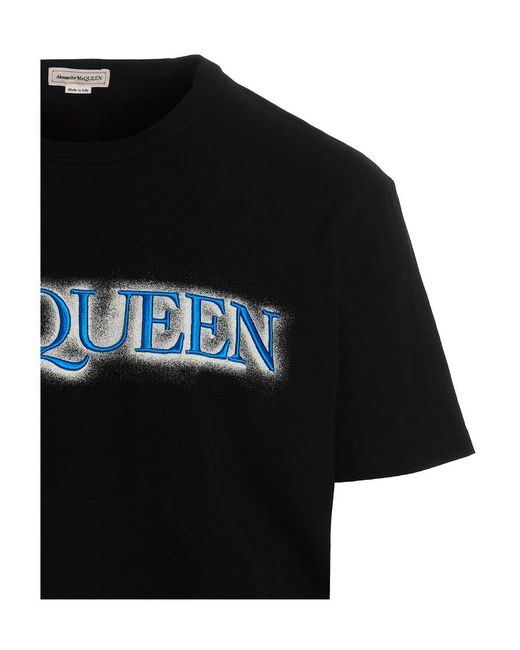 McQueen Black Logo Printed Crewneck T-Shirt for men