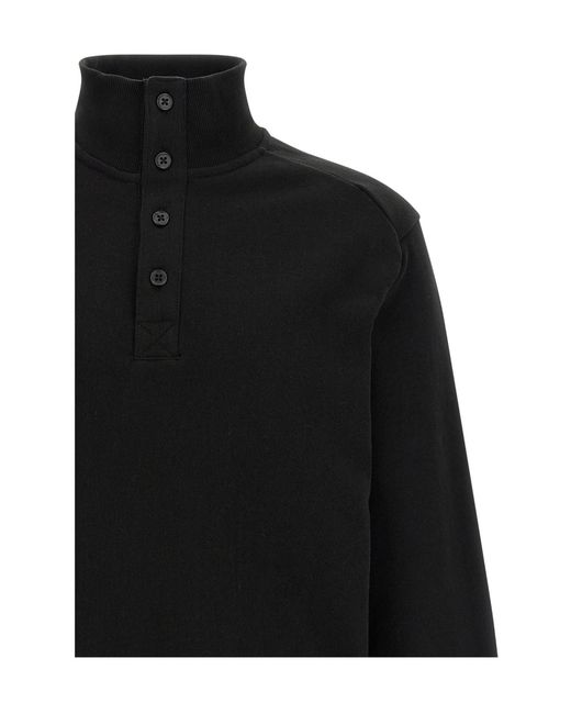 Entire studios Black High-Neck Buttoned Sweatshirt for men