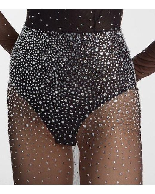 Alex Perry Gray Crystal-Embellished Mesh Maxi Dress