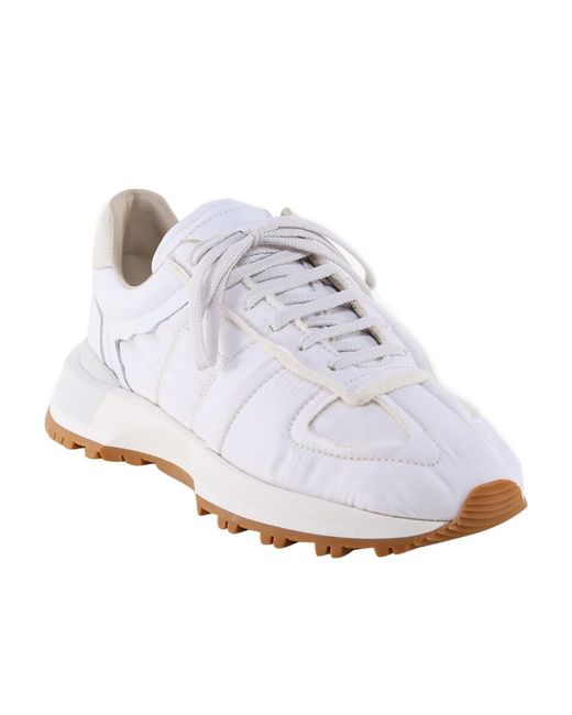 Maison Margiela White Panelled Lace-Up Sneakers for men