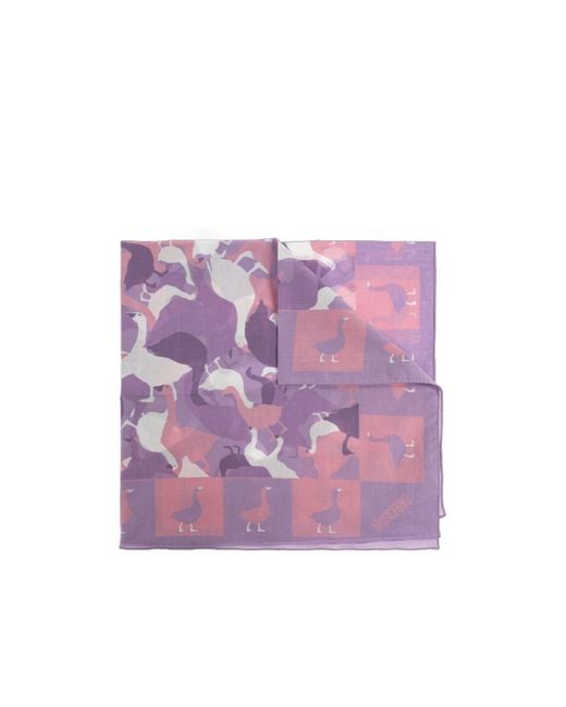 Moschino Purple Duck Print Scarf for men