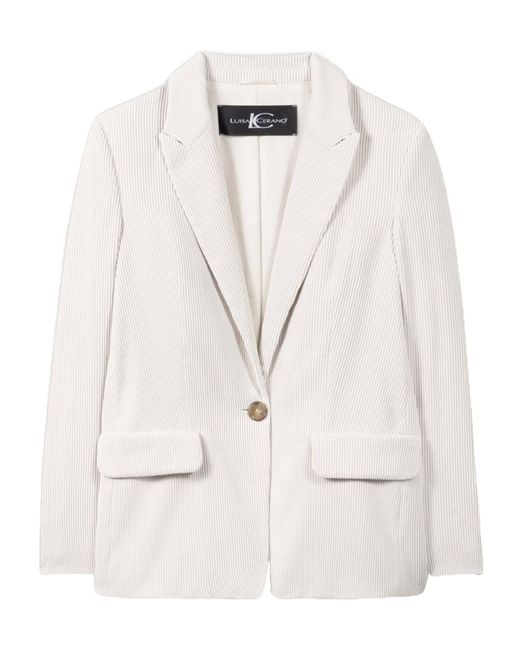 Luisa Cerano White Single-Button Corduroy Blazer