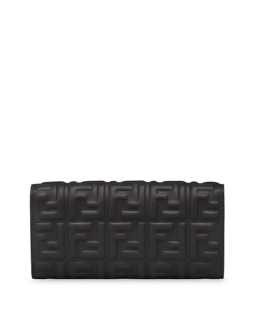 Fendi Black Ff Motif Baguette Continental Chain-Linked Wallet