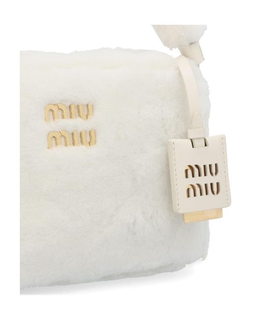 Miu Miu White Logo Shoulder Bag