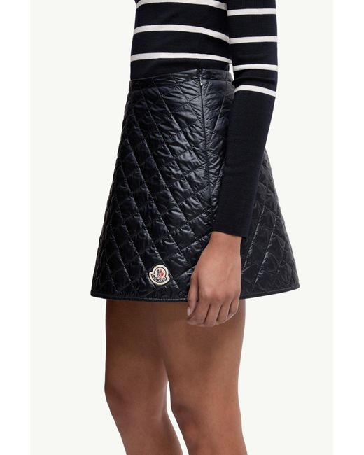 Moncler Blue Logo Patch Quilted Mini Skirt