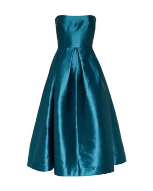 Alex Perry Blue Strapless Faille Midi Dress