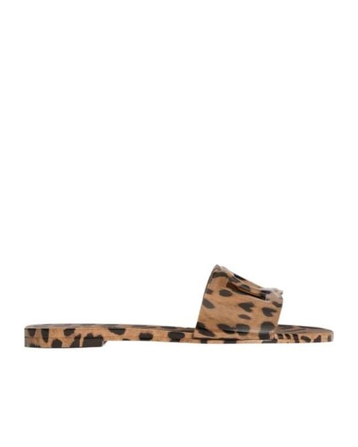 Dolce & Gabbana Brown Leopard Printed Slides