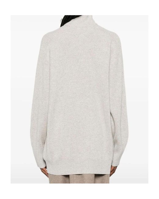 Brunello Cucinelli White Roll-Neck Cashmere Sweater