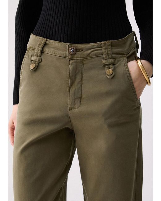 Liu Jo Green Cropped Flared Casual Trousers