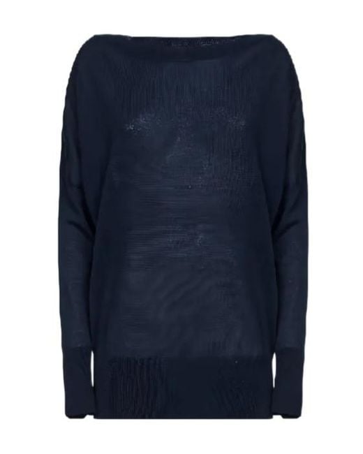 P.A.R.O.S.H. Blue Boat-Neck Long-Sleeve Sweater