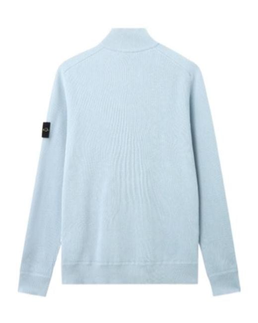 Stone Island Blue Regular-Fit Half-Zipper Sweater for men