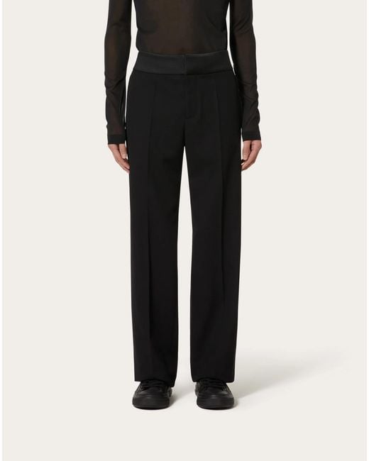 Valentino Black High Waist Straight Leg Trousers for men