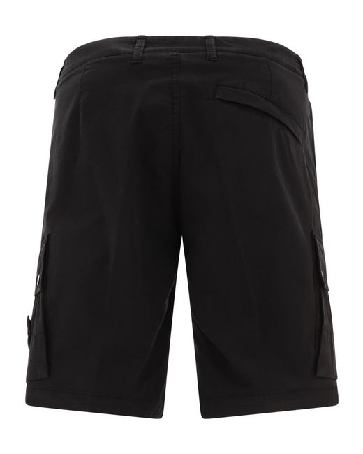Stone Island Black Compass-Patch Knee-Length Cargo Shorts for men