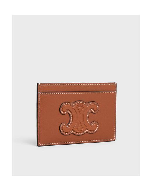 Céline Brown Card Holder Cuir Triomphe
