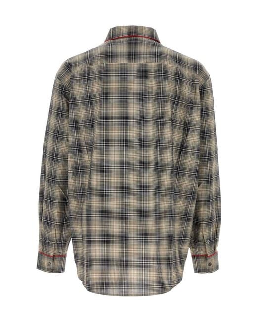Marni Gray Checked Shirts for men