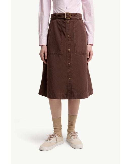 Moncler Brown Belted Knee-Length Skirt