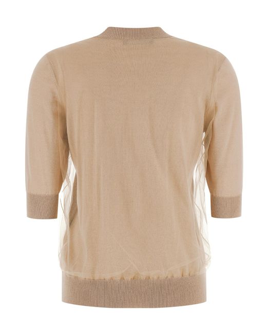 Fabiana Filippi Natural Short-Sleeved V-Neck Jumper