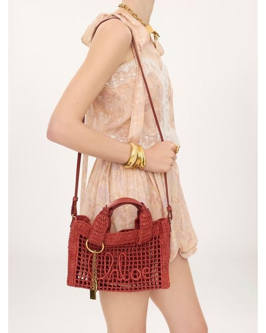 Chloé Red Chloé Summer Banana East-West Small Tote Bag