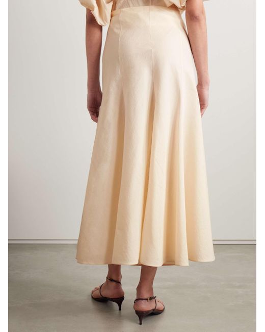 Khaite Natural Lenno Flared Hem Midi Skirt