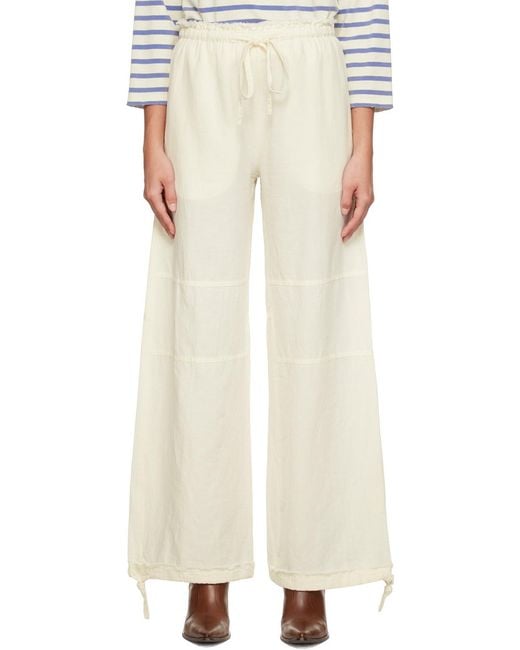 Acne White Drawstring-Detail Palazzo Pants