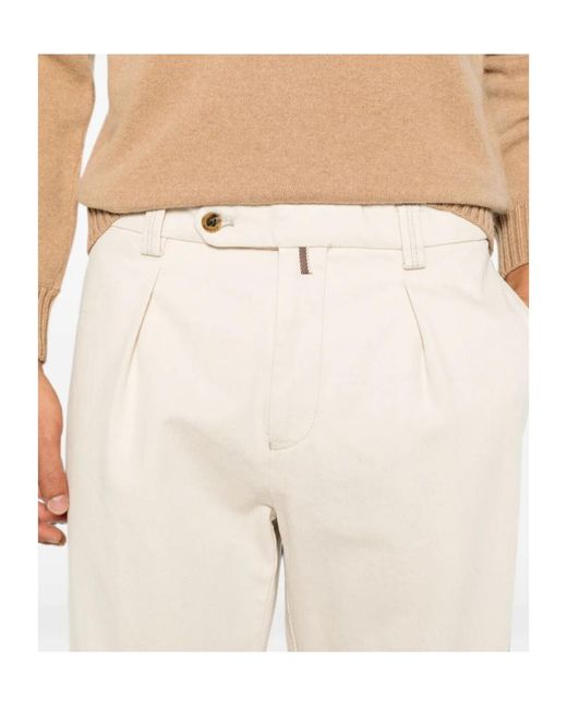 Berwich Natural Pleated-Front Turn-Up Trousers for men