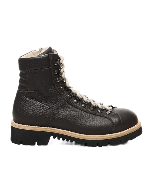 Eleventy Black Lace-Up Rubber Sole Boots for men