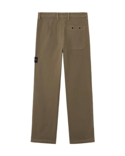 Stone Island Green Loose-Fit Chino Trousers With Snap Pockets for men