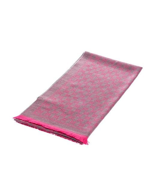 Gucci Pink Wool Gg Jacquard Scarf