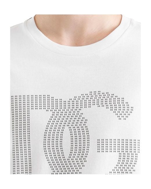 Dolce & Gabbana White Dg Logo Printed Crewneck T-Shirt for men