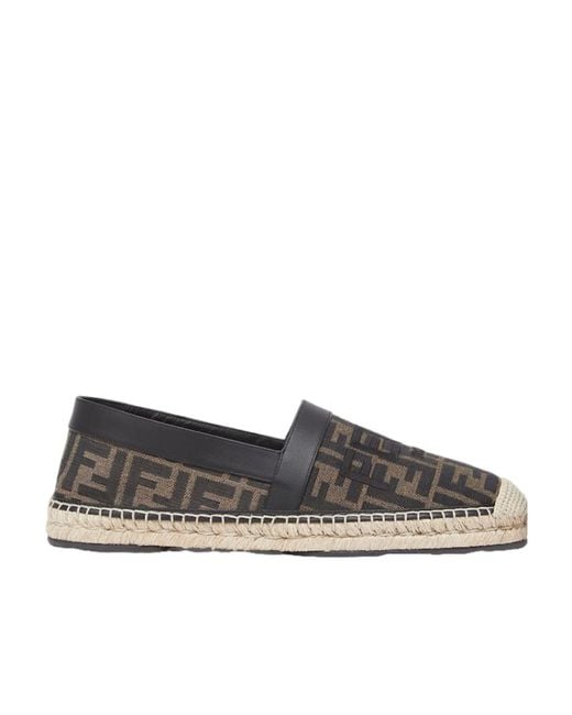 Fendi Gray Logo Embroidered Slip-On Espadrillas for men
