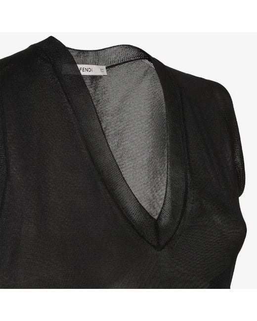 Fendi Black V-Neck Sleeveless Jumper