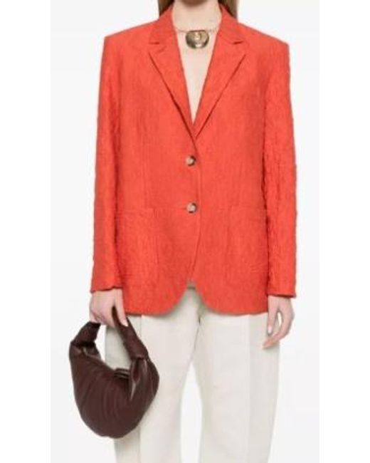 Harris Wharf London Red Crinkled Shoulder-Pads Blazer